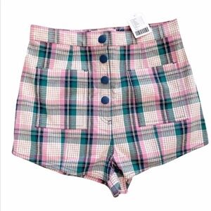 URBAN OUTFITTERS Plaid High Waist Patch Pockets Shorts NEW